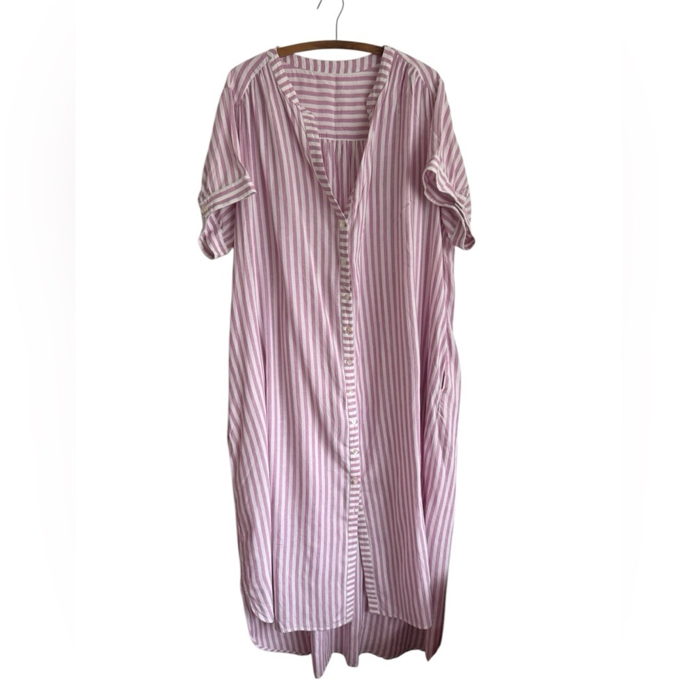 Linen and cotton oversized high low bottom hemmed dress XXL